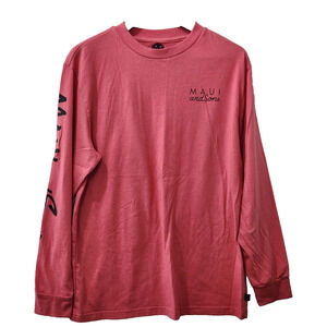 Maui & Sons Men's Logo Long Sleeve T Shirt Pink Size M Surf Beach
